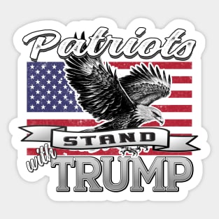 Patriots Stand With Trump Grunge USA Flag Eagle Patriot Design Gray Sticker